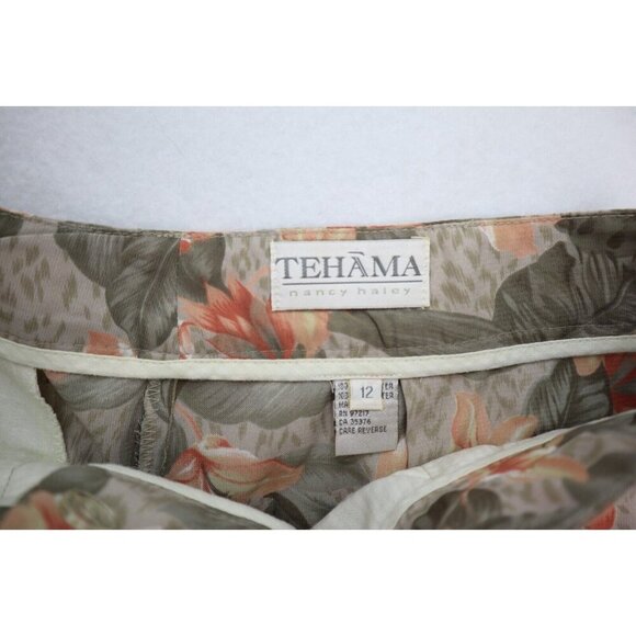 Tehama Nancy Haley Vintage Women's Shorts Size 12 Floral Print Pleated High Rise - Picture 4 of 11